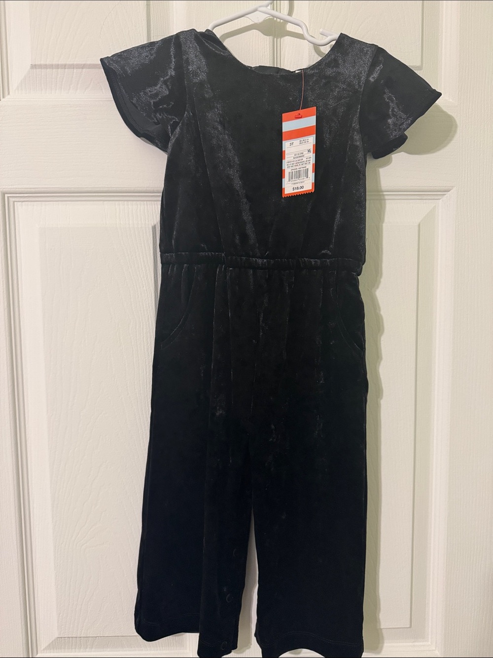 Cat & Jack Black Velvet Short-Sleeve Girls' Jumpsuit